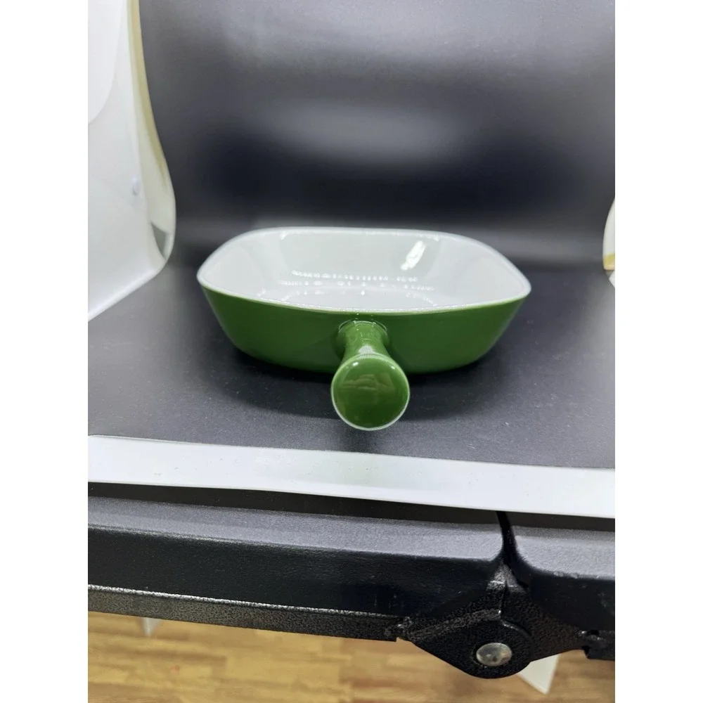 Lyngby porcelain green‎ enamel skillet